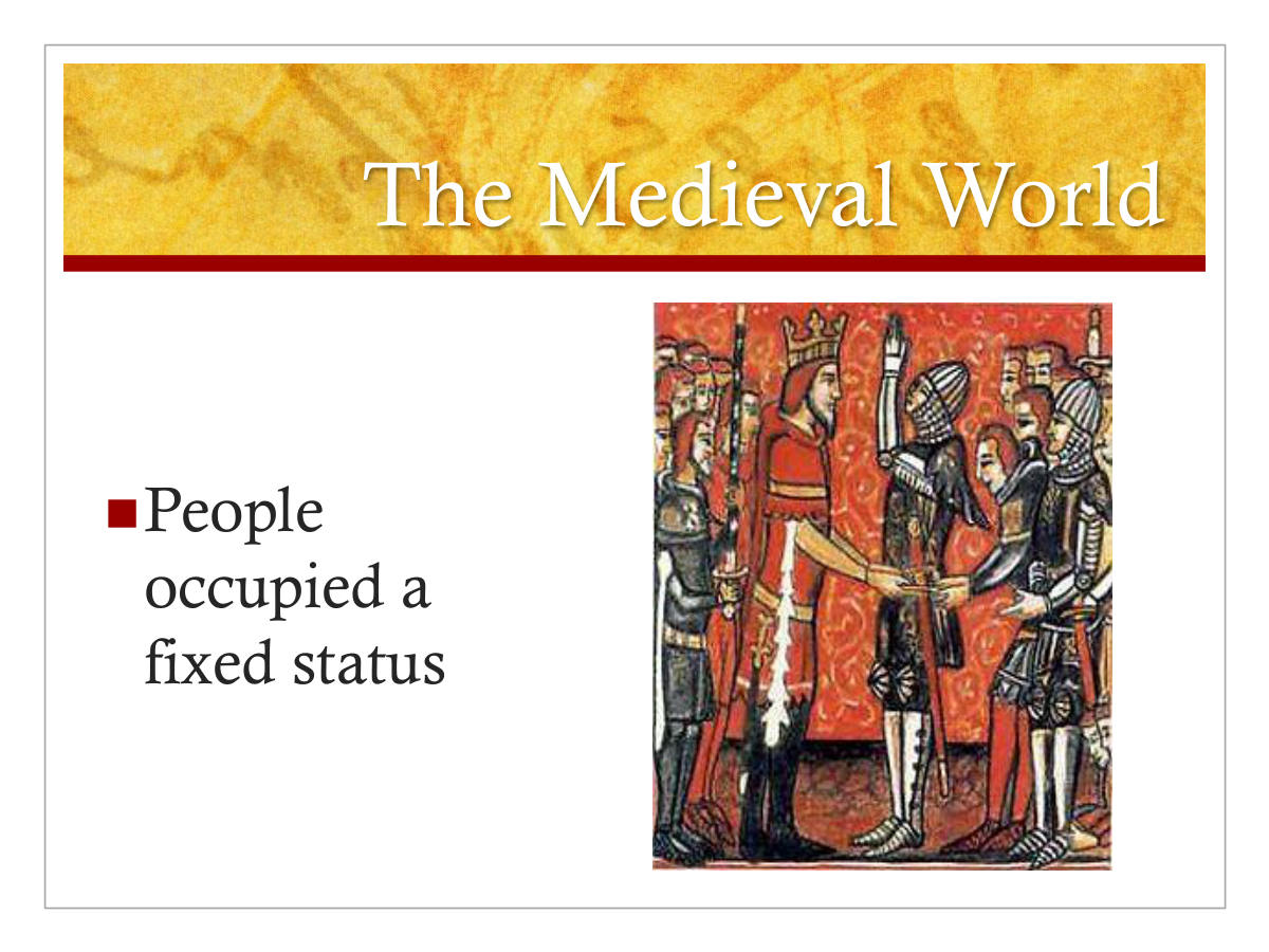 The Medieval World. People occupied a fixed status